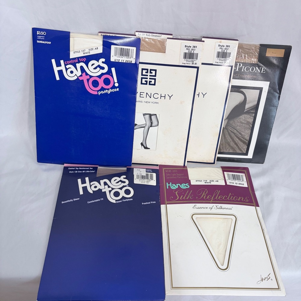 Vintage Pantyhose Lot Givenchy Hanes Silk Reflections Evan Picone NOS Stockings